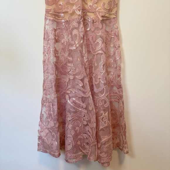 ASOS Club Sequined Pink Occasional Mermaid Long Sleeves Dress Size 2 - Picture 3 of 11